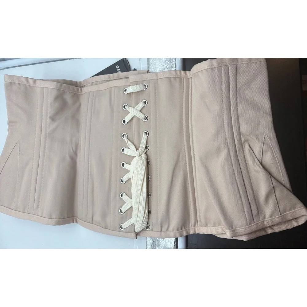 NWT Corset Story Beige Cotton Twill Classic Overbust Waist Trainer Hip W42(US22)